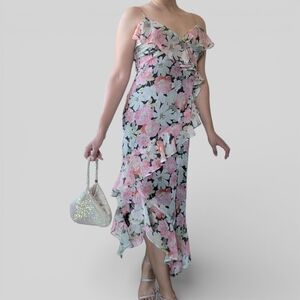 Zara Floral Ruffle Midi Dress | Romantic | XL